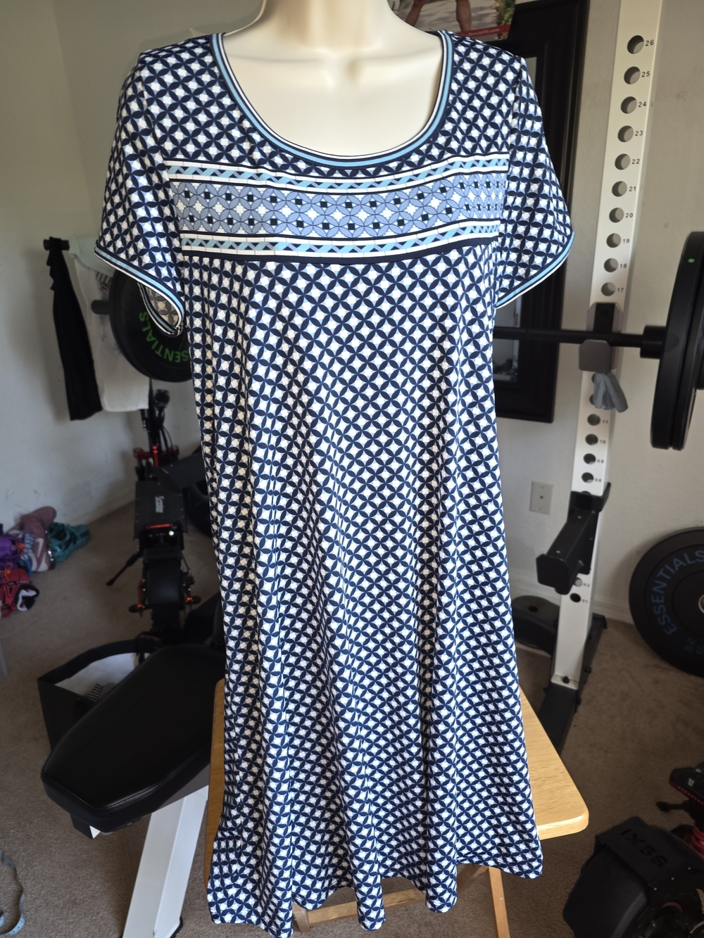 Geometric Pattern Dress with Scoop Neck